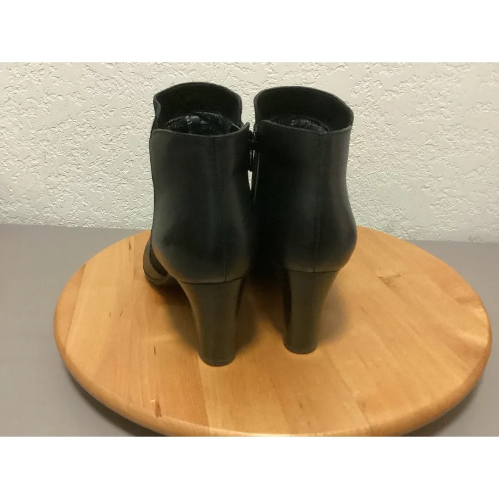 Abeo Jackie Ankle Booties Womens 10 N Black Leather Suede‎ Side Zip Block Heel